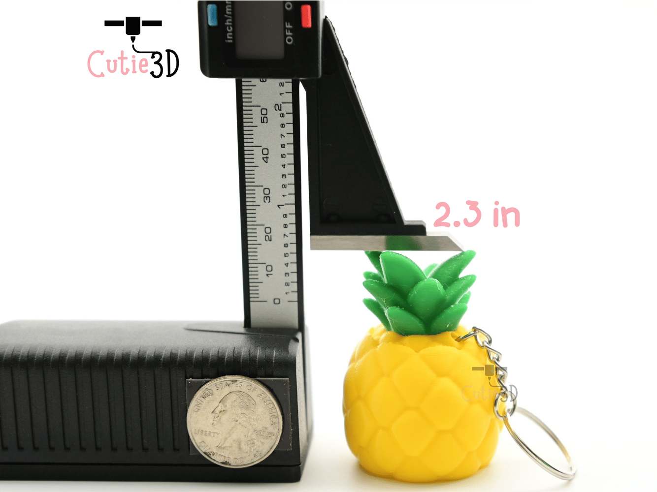 Digital Downloads - Cutie3D Tropical Fruit Pineapple Keycap Fidget Clicker Keychain - Cute Backpack Keychain