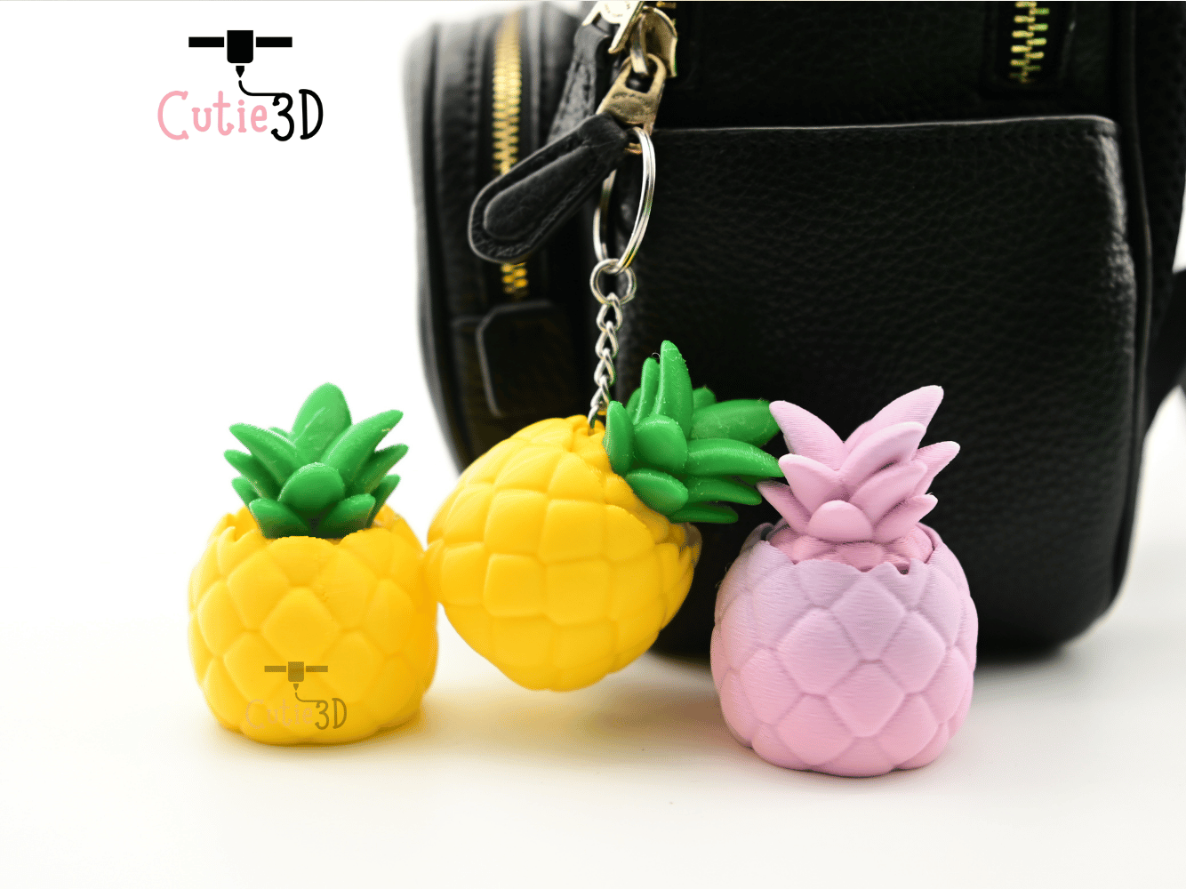 Digital Downloads - Cutie3D Tropical Fruit Pineapple Keycap Fidget Clicker Keychain - Cute Backpack Keychain