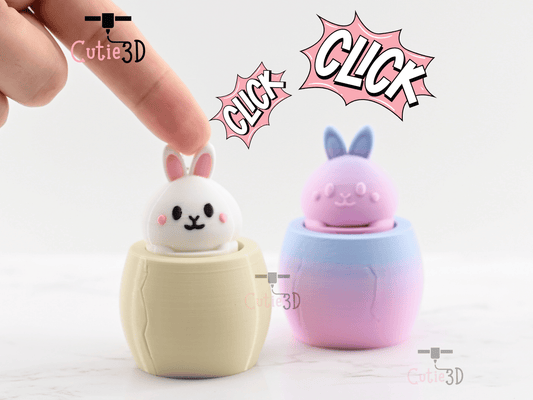 Digital Downloads - Cutie3D Twisty Clicker Easter Bunny In An Egg - Backpack Keychain - Cute Easter Gifts