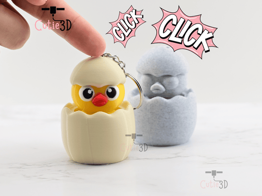 Digital Downloads - Cutie3D Twisty Clicker Easter Chicken In An Egg - Cute Easter Gifts - Cute Backpack Gifts