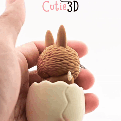 Digital Downloads - Cutie3D Twisty Clicker Easter Egg Labubu Keychain - Cute Backpack Keychain - Cute Labubu keychain