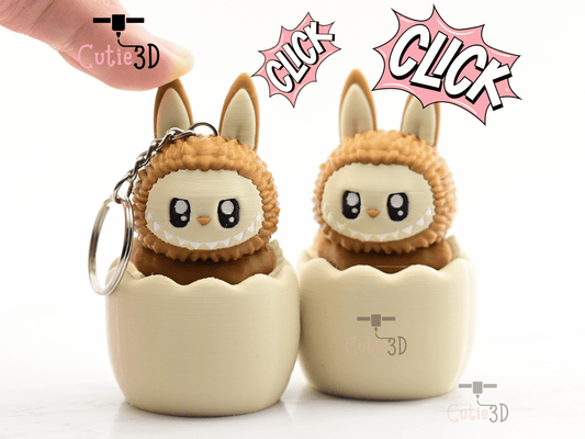 Digital Downloads - Cutie3D Twisty Clicker Easter Egg Labubu Keychain - Cute Backpack Keychain - Cute Labubu keychain
