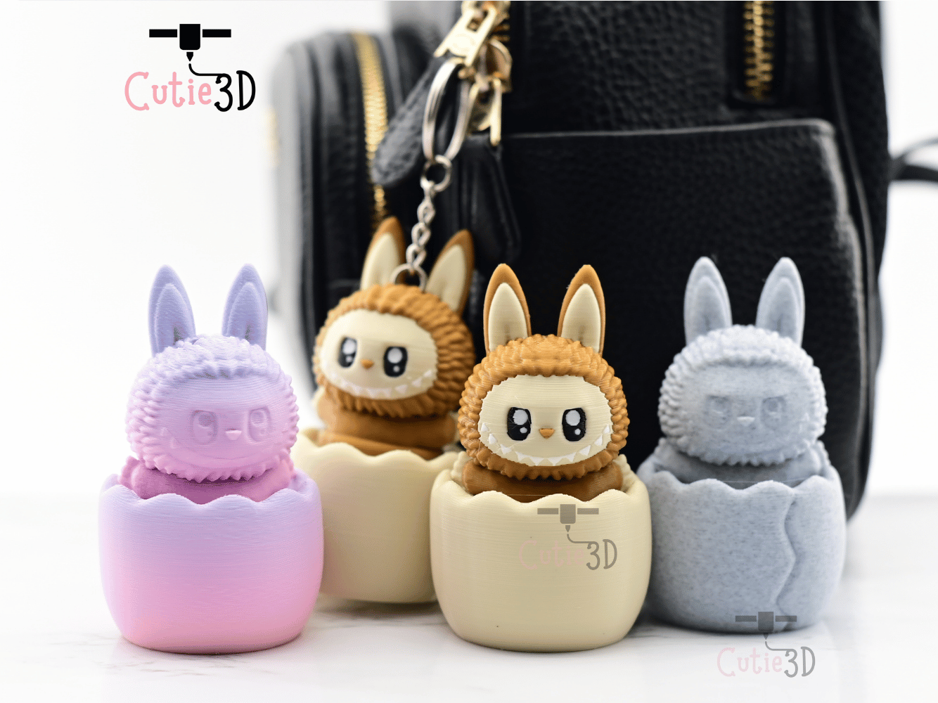 Digital Downloads - Cutie3D Twisty Clicker Easter Egg Labubu Keychain - Cute Backpack Keychain - Cute Labubu keychain
