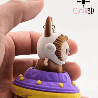 Digital Downloads - Cutie3D Twisty Clicker Fidget Alien Labubu In UFO Keychain - Cute Backpack Keychain - Cute Labubu Keychain