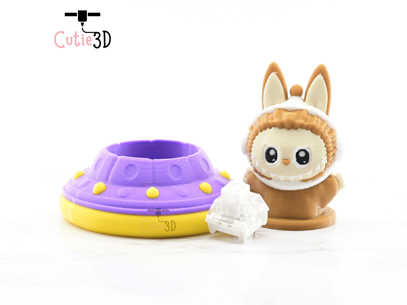 Digital Downloads - Cutie3D Twisty Clicker Fidget Alien Labubu In UFO Keychain - Cute Backpack Keychain - Cute Labubu Keychain