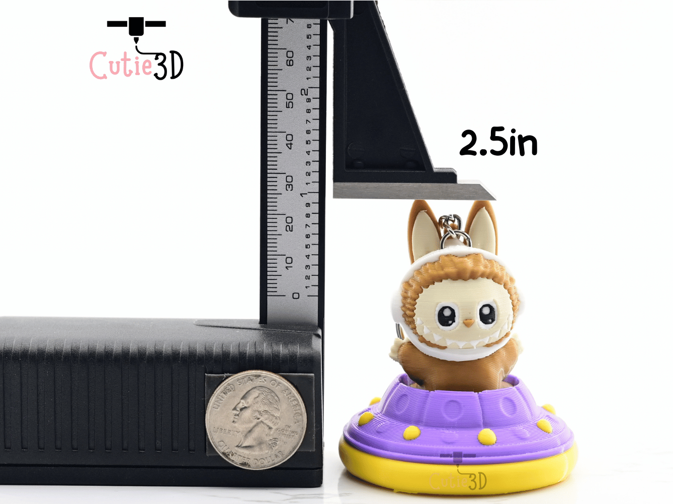 Digital Downloads - Cutie3D Twisty Clicker Fidget Alien Labubu In UFO Keychain - Cute Backpack Keychain - Cute Labubu Keychain