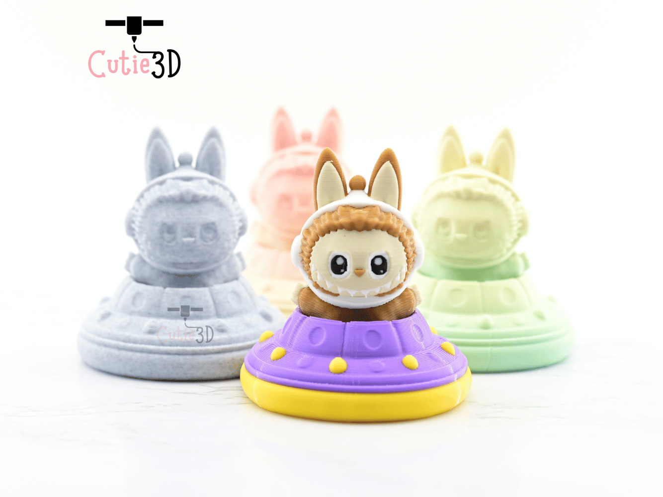 Digital Downloads - Cutie3D Twisty Clicker Fidget Alien Labubu In UFO Keychain - Cute Backpack Keychain - Cute Labubu Keychain