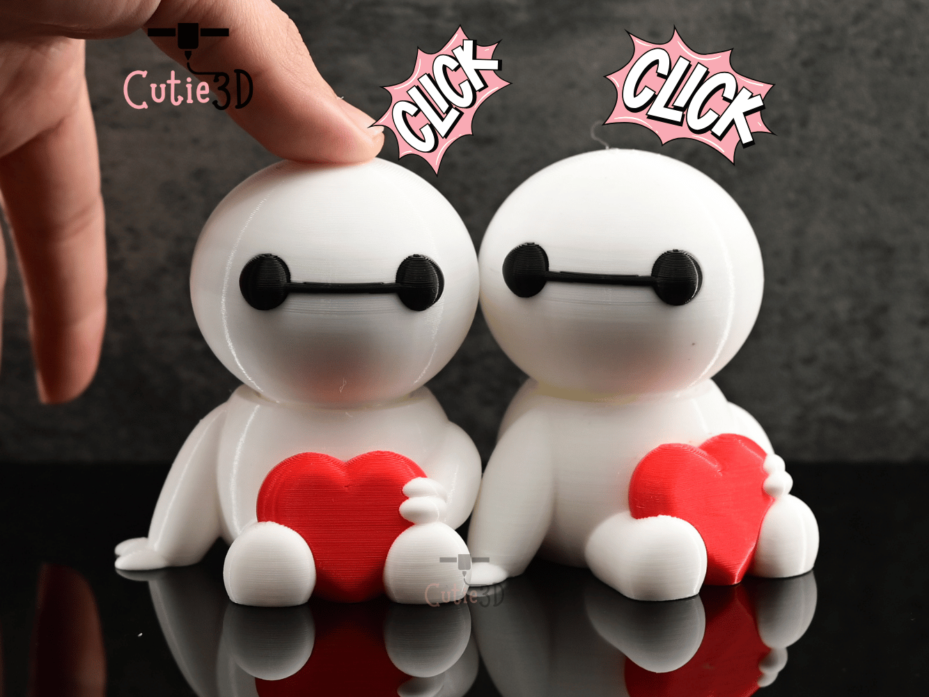 Digital Downloads - Cutie3D Twisty Clicker Fidget Valentine Baymax Holding A Heart