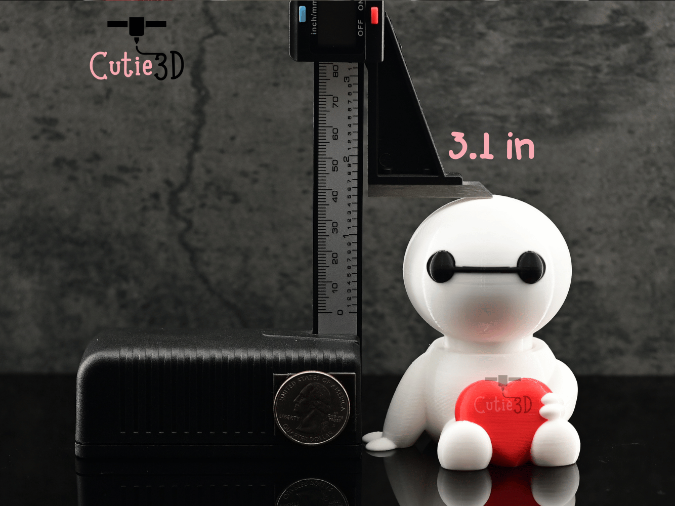 Digital Downloads - Cutie3D Twisty Clicker Fidget Valentine Baymax Holding A Heart