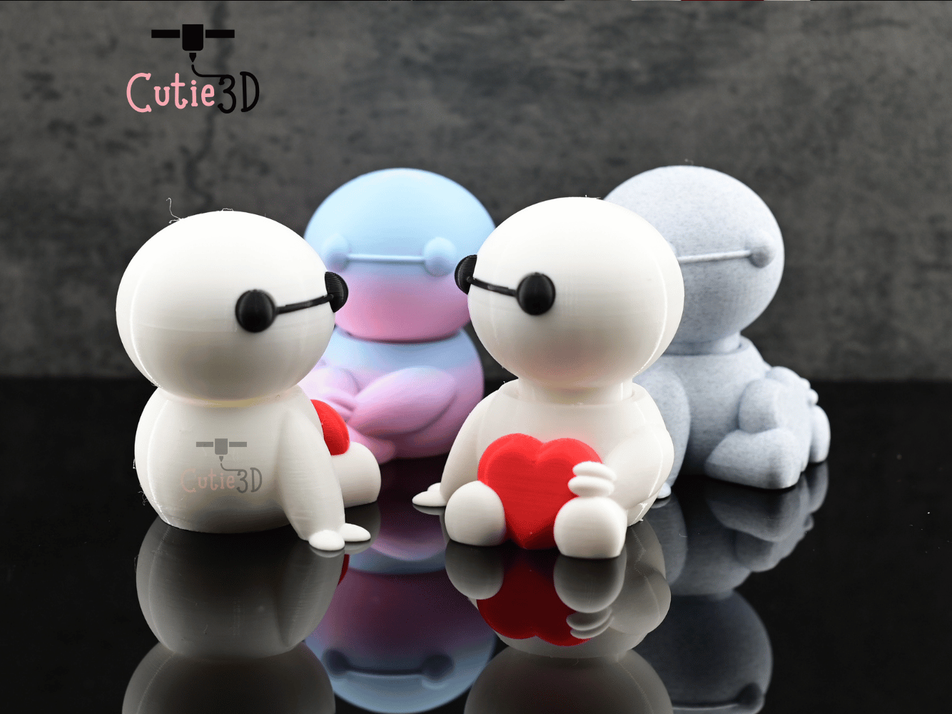 Digital Downloads - Cutie3D Twisty Clicker Fidget Valentine Baymax Holding A Heart