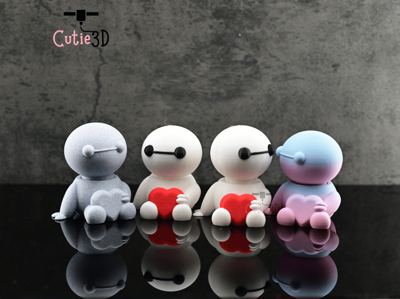 Digital Downloads - Cutie3D Twisty Clicker Fidget Valentine Baymax Holding A Heart