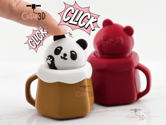 Digital Downloads - Cutie3D Twisty Clicker Panda In A Cup Keychain