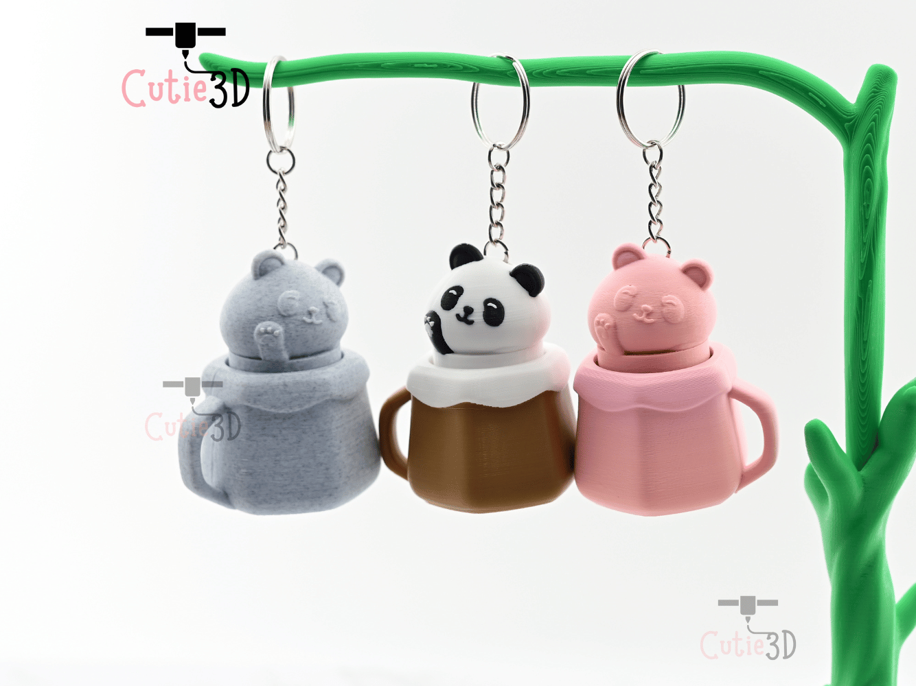 Digital Downloads - Cutie3D Twisty Clicker Panda In A Cup Keychain