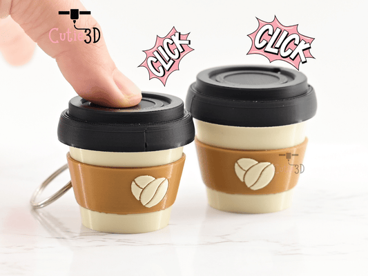 Digital Downloads - Cutie3D Twisty Coffee Cup Fidget Clicker Keychain - Cute Backpack Keychain