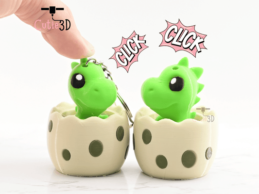 Digital Downloads - Cutie3D Twisty Fidget Clicker Baby Dinosaur In An Egg Keychain - Cute Backpack Keychain