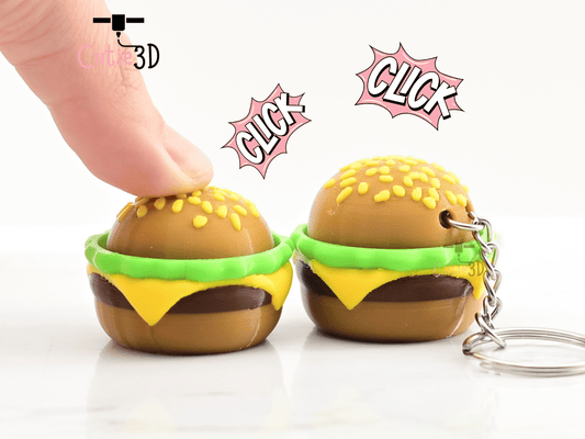 Digital Downloads - Cutie3D Twisty Keycap Fidget Clicker Burger Keychain - Cute Backpack Keychain