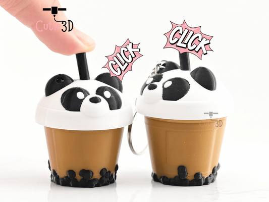 Digital Downloads - Cutie3D Twisty Keycap Fidget Clicker Cute Bear Boba Tea Cup Keychain - Cute Backpack Keychain