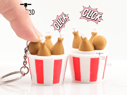 Digital Downloads - Cutie3D Twisty Keycap Fidget Clicker Fried Chicken Bucket Keychain - Cute Backpack Keychain