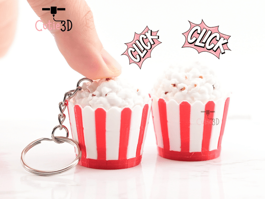 Digital Downloads - Cutie3D Twisty Keycap Fidget Clicker Popcorn Bucket Keychain - Cute Backpack Keychain