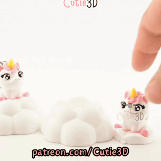 Digital Downloads - Cutie3D Unicorn On Puffy Cloud Keycap Fidget Clicker Keychain - Cute Backpack Keychain