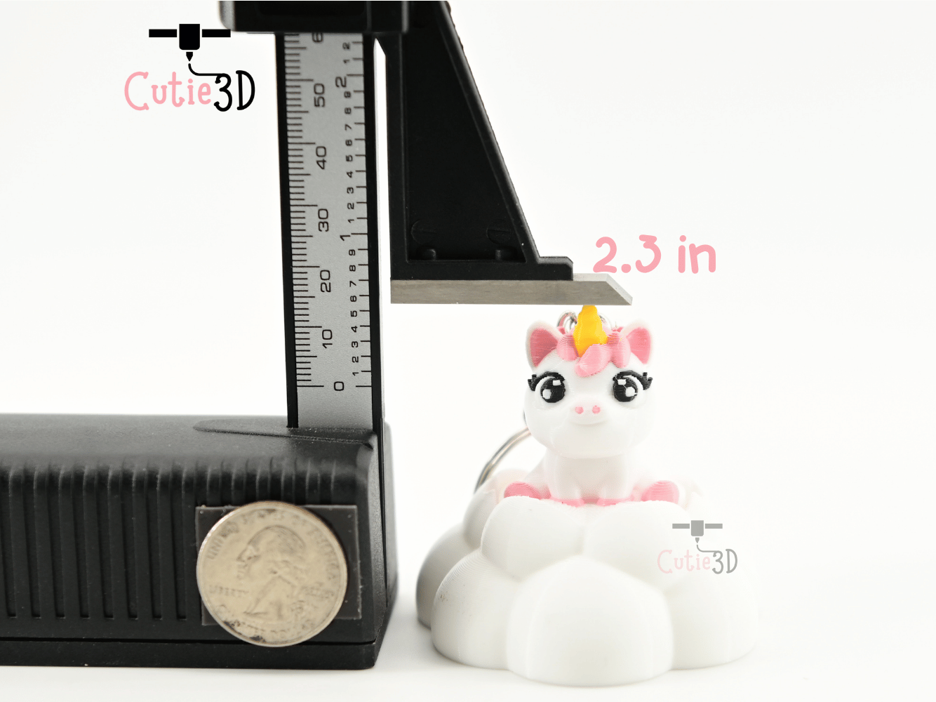 Digital Downloads - Cutie3D Unicorn On Puffy Cloud Keycap Fidget Clicker Keychain - Cute Backpack Keychain