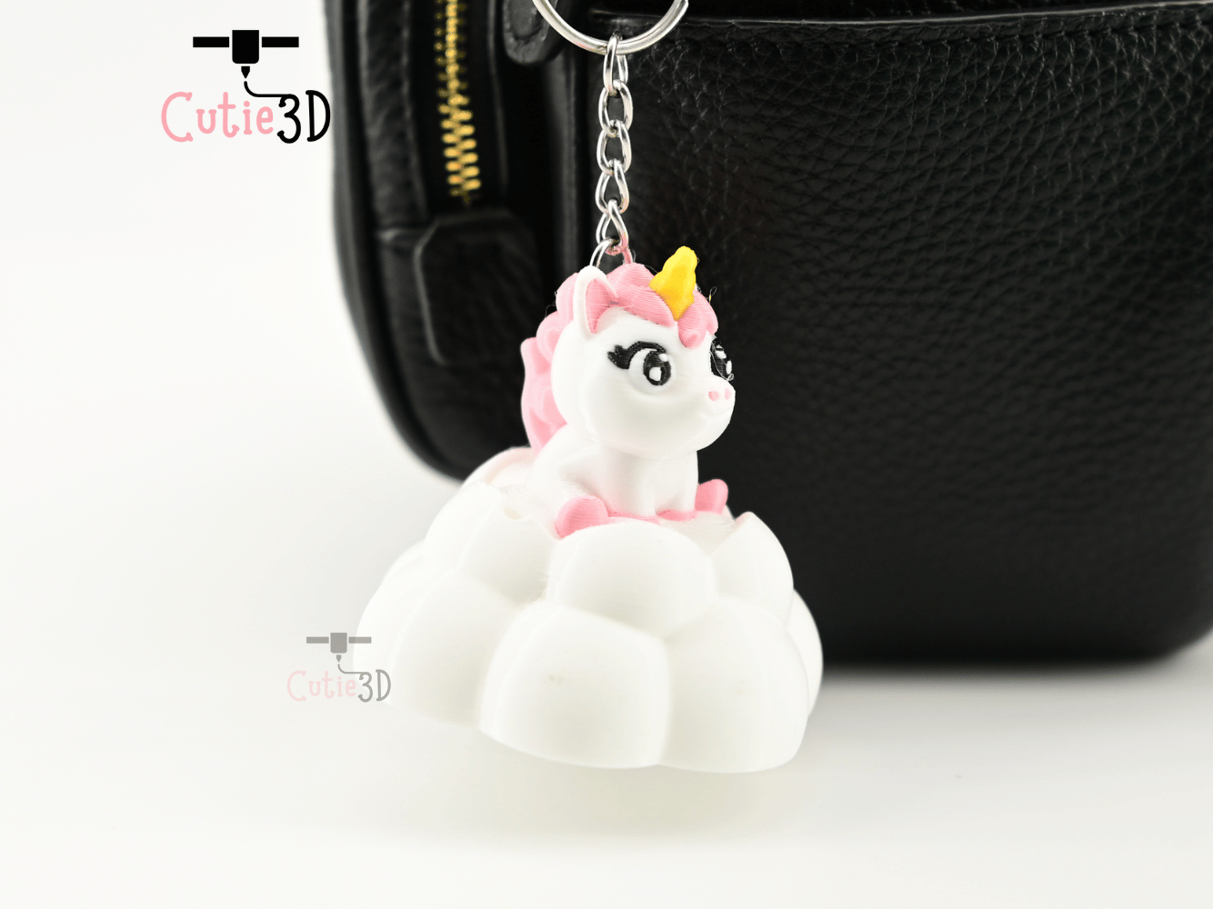 Digital Downloads - Cutie3D Unicorn On Puffy Cloud Keycap Fidget Clicker Keychain - Cute Backpack Keychain