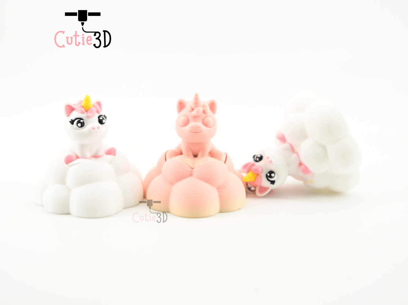 Digital Downloads - Cutie3D Unicorn On Puffy Cloud Keycap Fidget Clicker Keychain - Cute Backpack Keychain