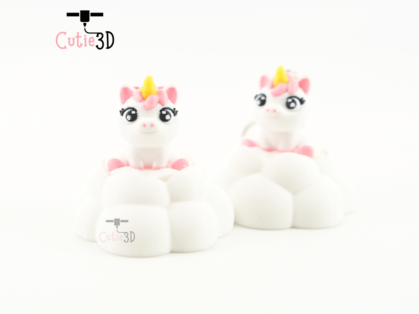 Digital Downloads - Cutie3D Unicorn On Puffy Cloud Keycap Fidget Clicker Keychain - Cute Backpack Keychain