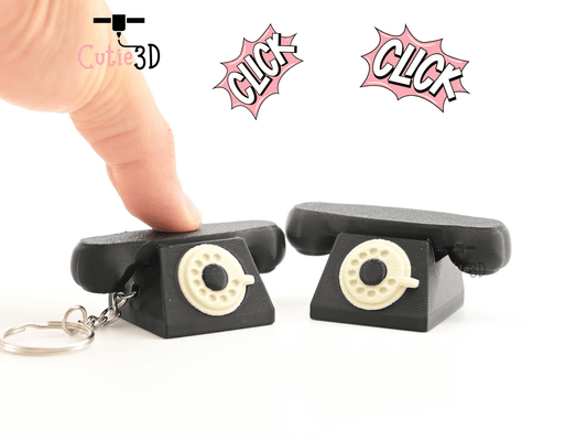 Digital Downloads - Cutie3D Vintage Rotary Phone Keycap Fidget Clicker Keychain - Cute Backpack Keychain