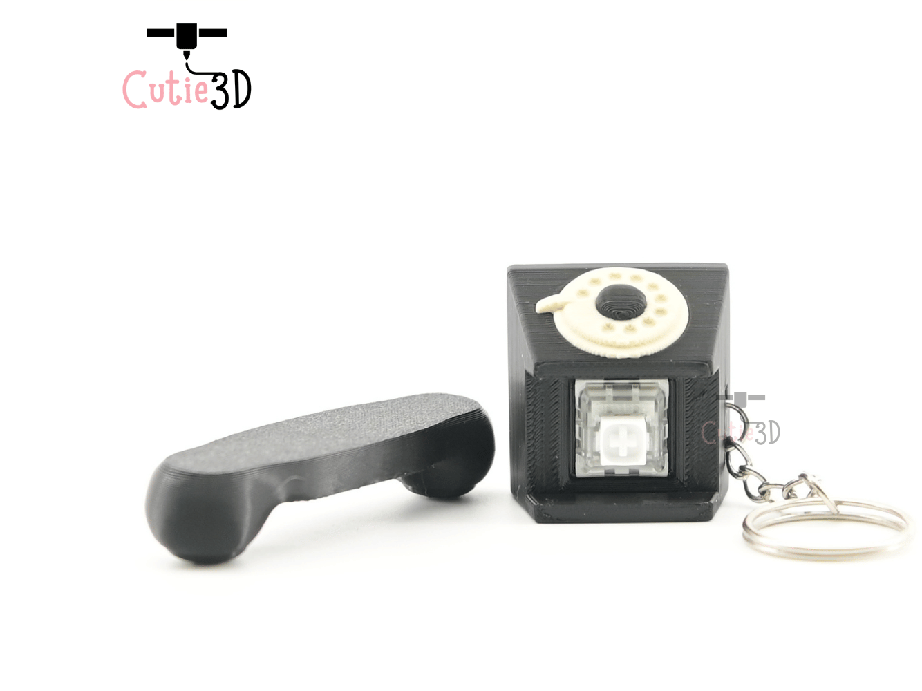 Digital Downloads - Cutie3D Vintage Rotary Phone Keycap Fidget Clicker Keychain - Cute Backpack Keychain