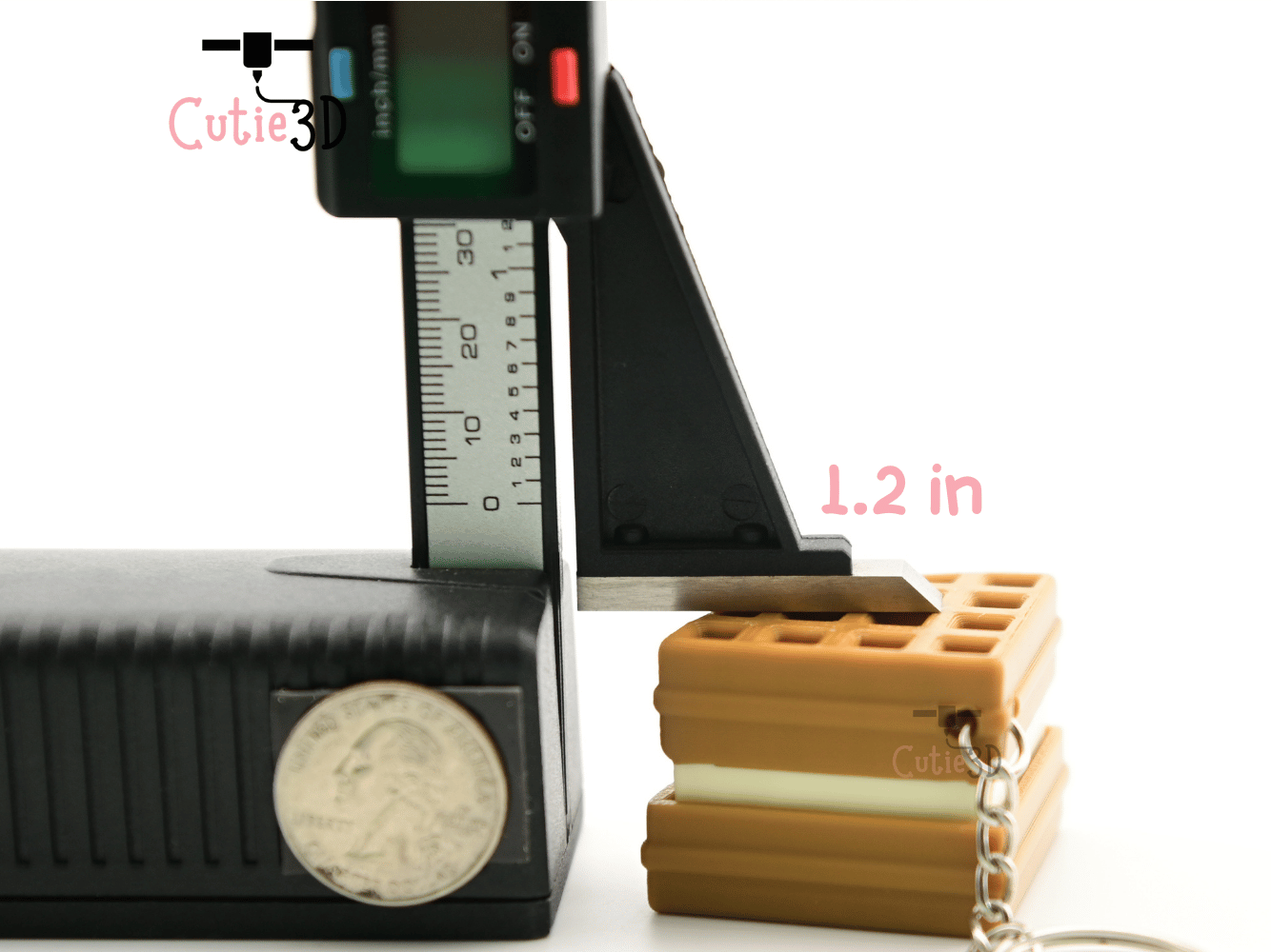 Digital Downloads - Cutie3D Waffle Ice Cream For Food Lovers Keycap Fidget Clicker Keychain - Cute Backpack Keychain