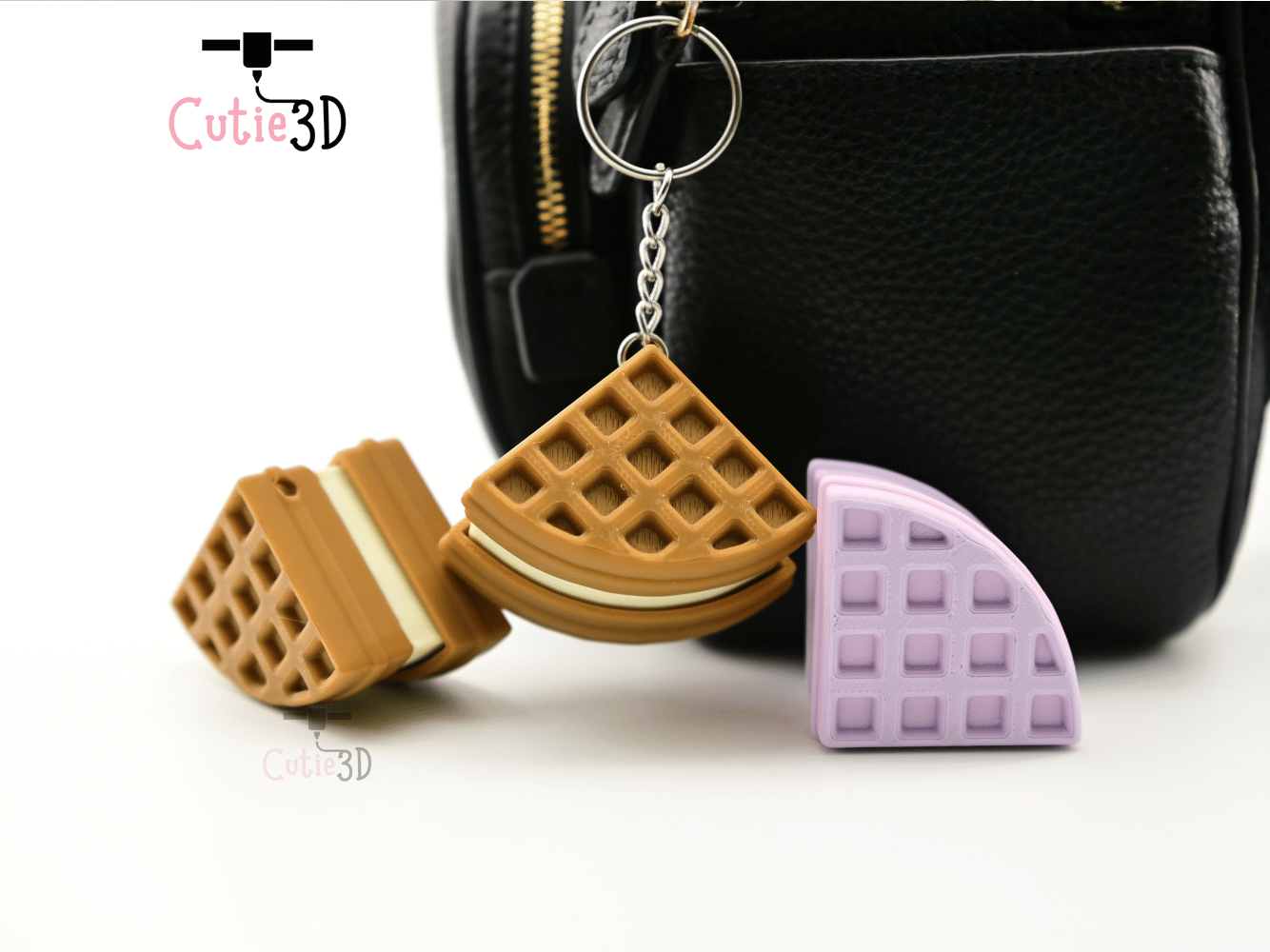 Digital Downloads - Cutie3D Waffle Ice Cream For Food Lovers Keycap Fidget Clicker Keychain - Cute Backpack Keychain
