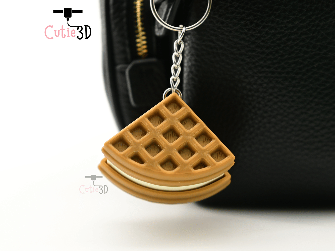 Digital Downloads - Cutie3D Waffle Ice Cream For Food Lovers Keycap Fidget Clicker Keychain - Cute Backpack Keychain