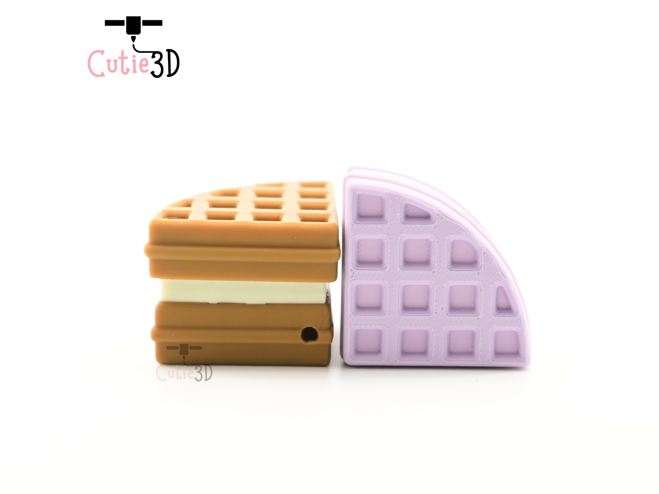 Digital Downloads - Cutie3D Waffle Ice Cream For Food Lovers Keycap Fidget Clicker Keychain - Cute Backpack Keychain