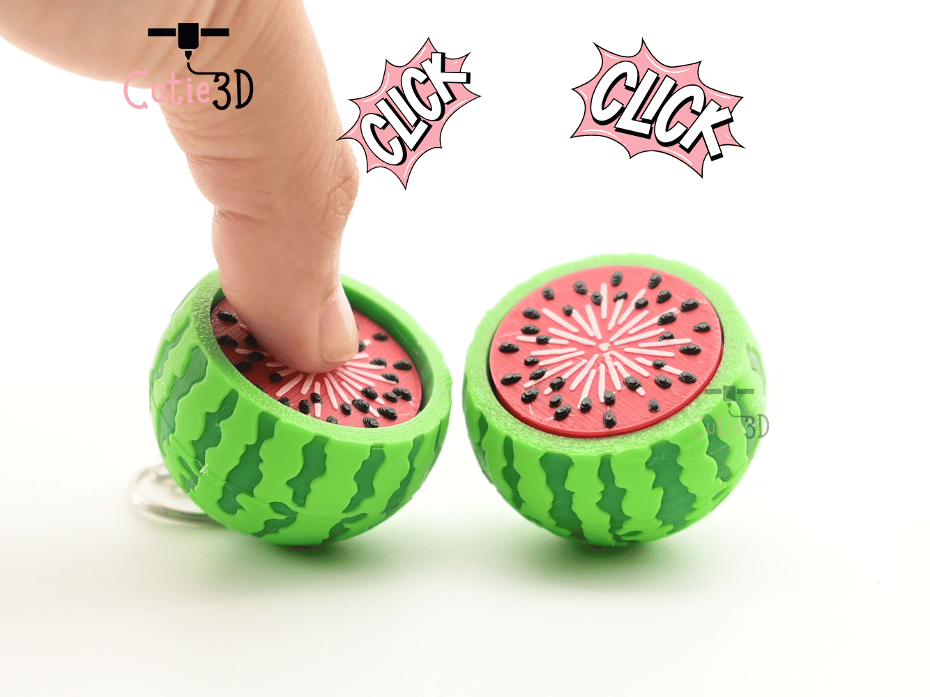 Digital Downloads - Cutie3D Watermelon For Summer Vibes Keycap Fidget Clicker Keychain - Cute Backpack Keychain