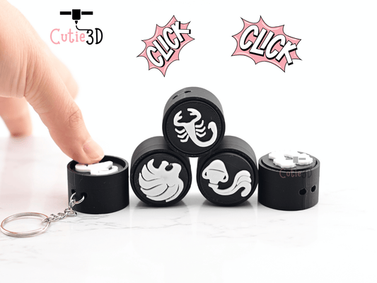 Digital Downloads - Cutie3D Zodiac Signs Keycap Fidget Clicker Keychain - Cute Backpack Keychain