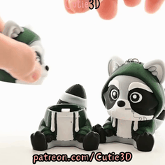 Cutie3D-Autumn Raccoon Hoodie Keycap Fidget Clicker Keychain_11.gif