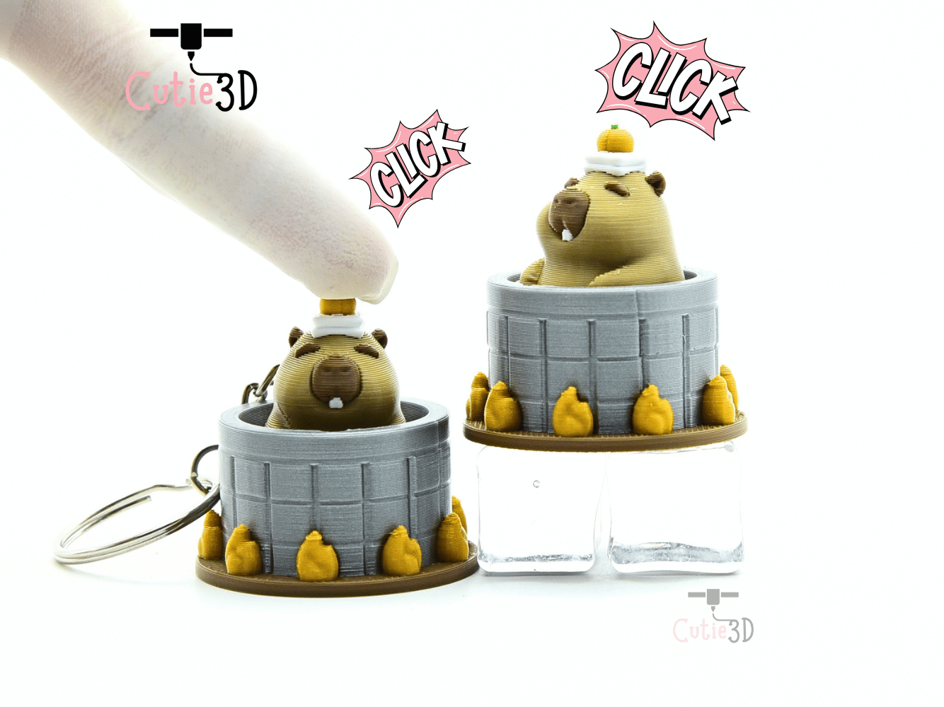 Cutie3D-Relaxed Capybara in Hot Spring Fidget Clicker Keychain_01.png