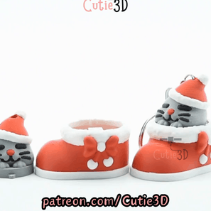 Cutie3D-Christmas Cat in Boot Keycap Fidget Clicker Keychain_11.gif