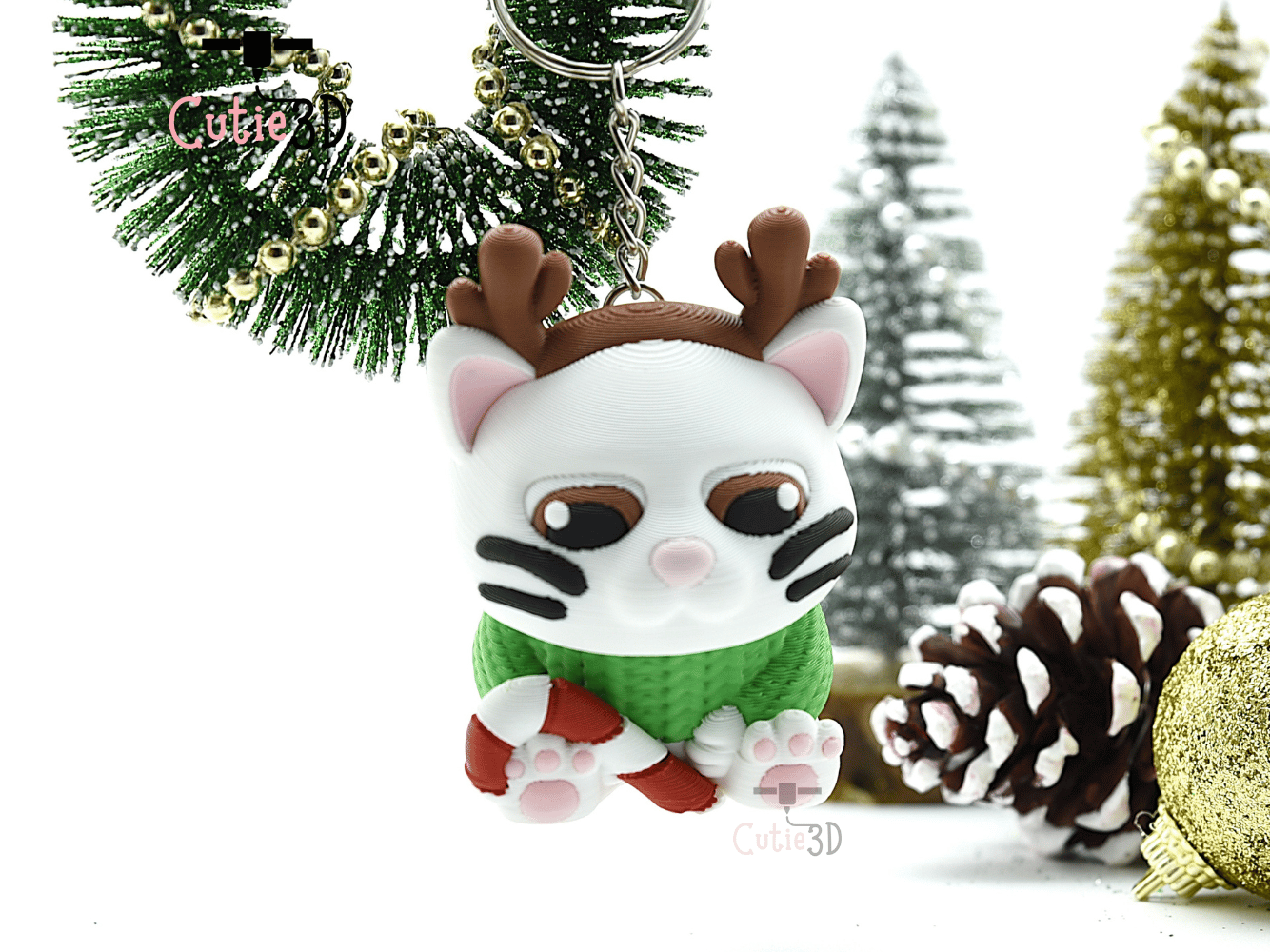 Cutie3D-Christmas Reindeer Cat Keycap Fidget Clicker Keychain_07.png