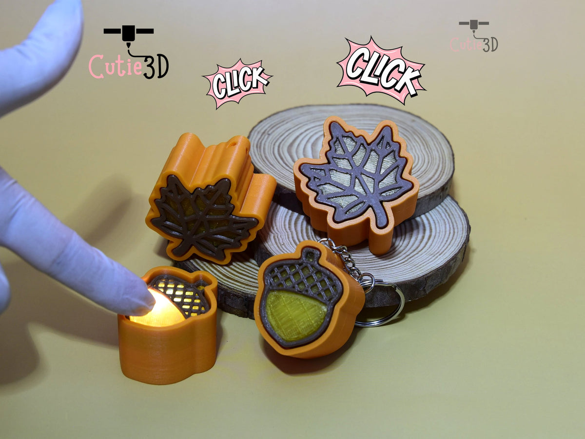 Cutie3D-Autumn Maple Leaf and Acorn Fidget Led Clicker Keychain_01.jpg
