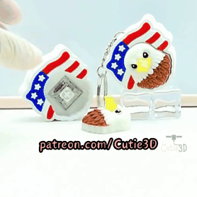 Cutie3D-American Flag Bald Eagle for July 4th Fidget Clicker Keychain_11.gif