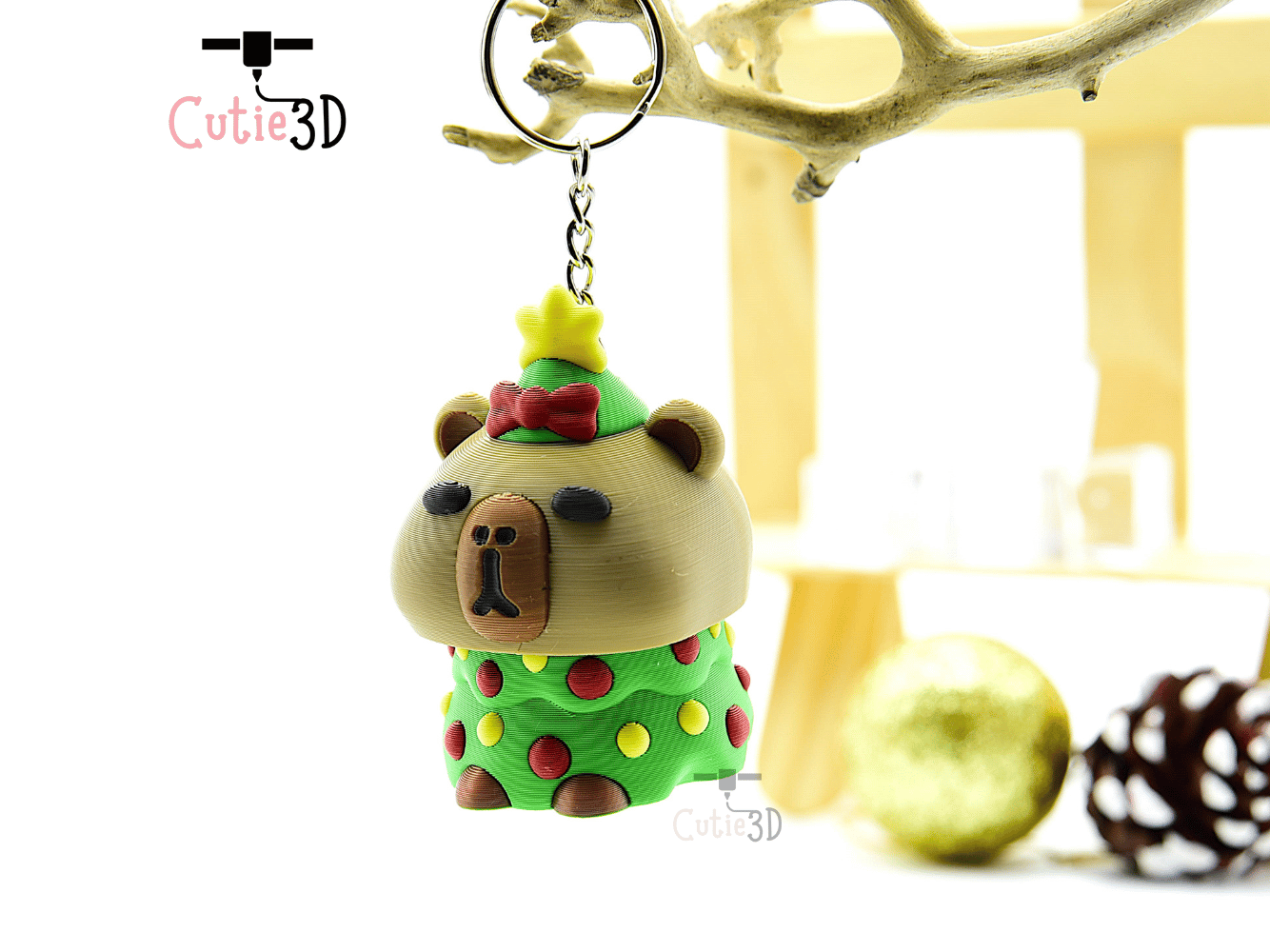 Cutie3D-Capy Christmas Tree Keycap Fidget Clicker Keychain_07.png