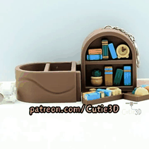 Cutie3D-Cozy Bookshelf for Book Lover Magnet-Insert Clicker Keychain_10.gif