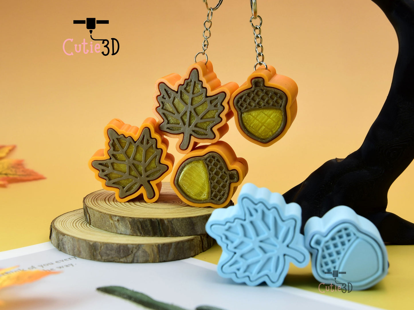 Cutie3D-Autumn Maple Leaf and Acorn Fidget Led Clicker Keychain_05.jpg