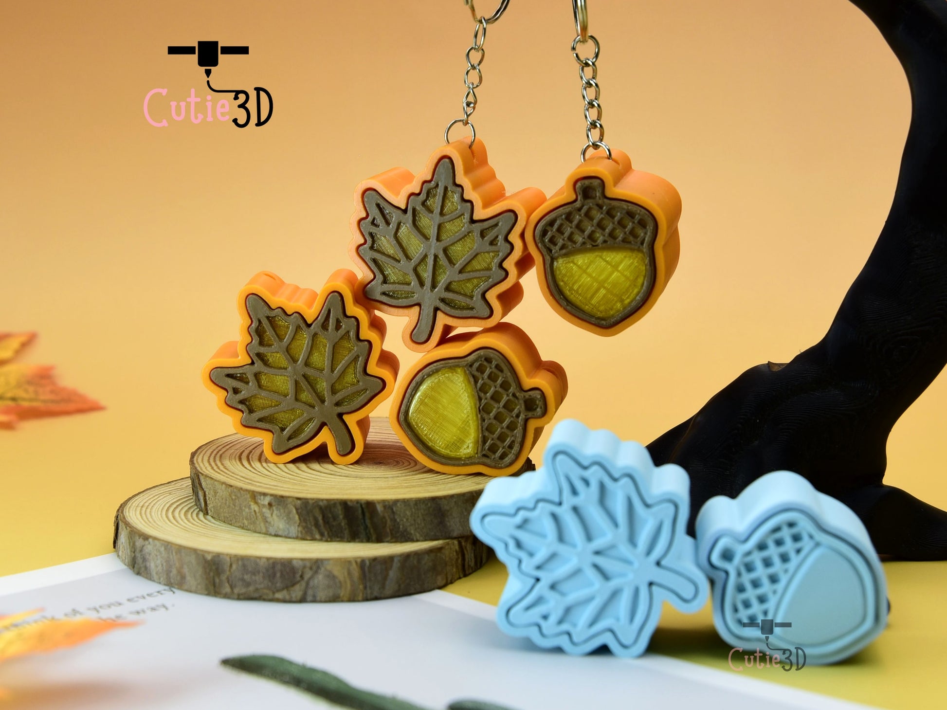 Cutie3D-Autumn Maple Leaf and Acorn Fidget Led Clicker Keychain_05.jpg