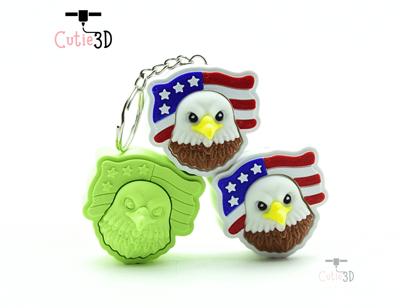 Cutie3D-American Flag Bald Eagle for July 4th Fidget Clicker Keychain_08.png